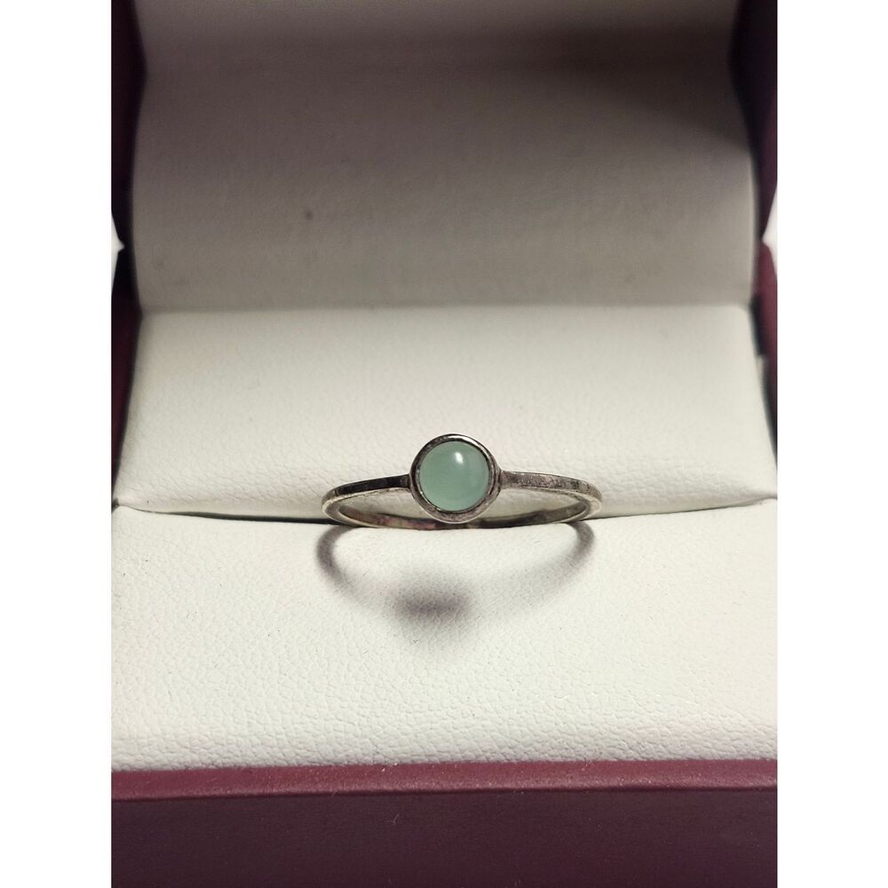 Sterling Silver Mint Green Cabochon Ring Size 8